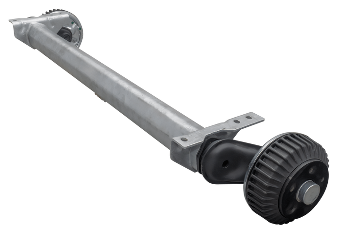 Gebremste AL-KO COMPACT Achse für schwere Anhänger und Autotransporter 1500kg 1260mm 1630mm 5x112