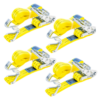 Satz aus vier gelben UNITRAILER 4m/35mm/2t Transportgurten mit Spannvorrichtung