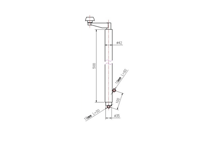 UNITRAILER Kurbelheber mit Halterungen für Anhänger (500–865 mm)